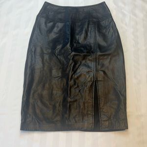 Damier leather pencil skirt